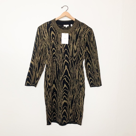 NWT A.L.C. Ziggy Gold Metallic Long Sleeve Mini Dress XL - Picture 2 of 8